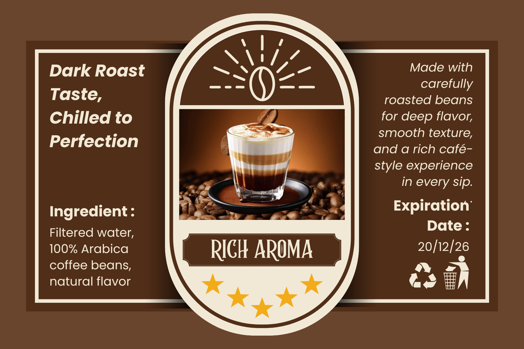 brown and beige vintage cold brew coffee product label